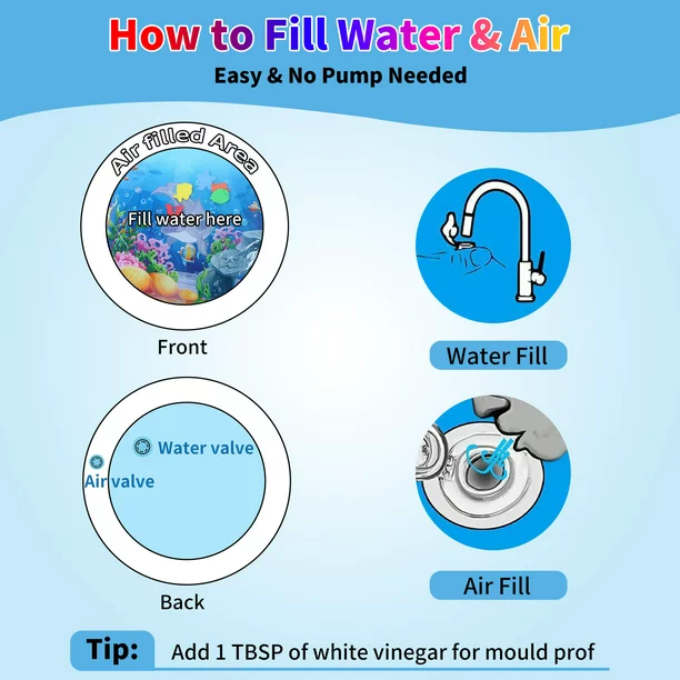 Tummy Time Water Mat Water Play Mat For Babies Inflatable Activity Center Infant Baby Water Mat For Newborn Infant Toddler Boy Girl