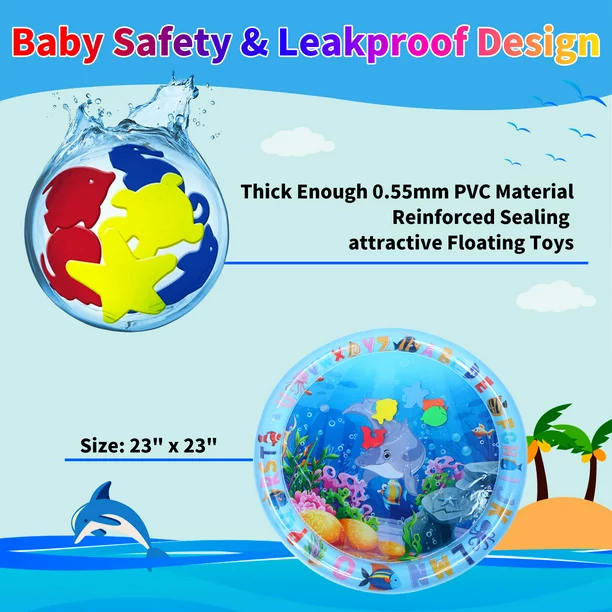 Tummy Time Water Mat Water Play Mat For Babies Inflatable Activity Center Infant Baby Water Mat For Newborn Infant Toddler Boy Girl