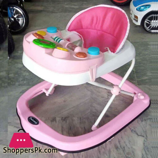 Twinkle Baby Walker Strongest Folding Walker for Babies Attached Toys and Music - Pink