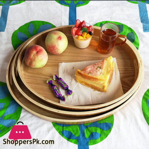 Wooden Oval Serving Tray with Handles 3-Pcs Set