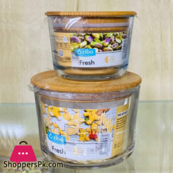 Zibasazan Wood Lid Airtight Glass Bowl Set of 2 Iran Made