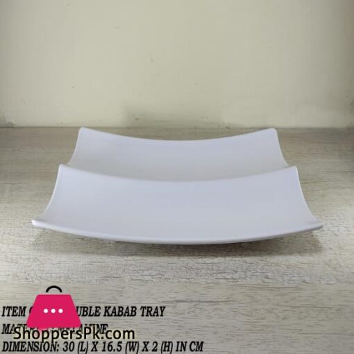 1 Piece Melamine Double Kabab Tray Serving Tray Melamine Material White Black