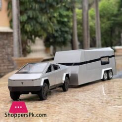 132 Teslas Cybertruck Trailer Car Mpv Van Alloy Diecasts Toy Vehicles Metal Toy Car Model Sound And Light