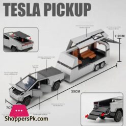 132 Teslas Cybertruck Trailer Car Mpv Van Alloy Diecasts Toy Vehicles Metal Toy Car Model Sound And Light