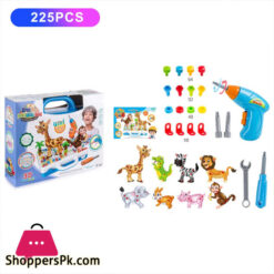 225Pcs Set Children DIY Assembling Screw Blocks Toy Toolbox Electric Drill Screwdriver Assembled Toy Kit