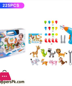 225Pcs Set Children DIY Assembling Screw Blocks Toy Toolbox Electric Drill Screwdriver Assembled Toy Kit