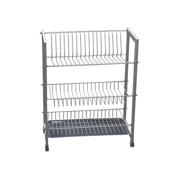 3 Layer Dish Drainer Plate Rack Grey Metallic Ess9906