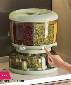 High Quality 360 Rotating Dispenser For Kitchen Rice Dispenser Dry Food Dispenser 6 Grid Grain Storage Container Egg Organizer Grain Food Storage Box