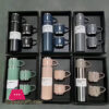 500Ml Hot And Cold Double Wall Stainless Steel Insulated Sport Vacuum Flask Tea Gift Box Set With Two Cups