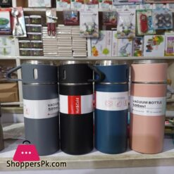 Stainless Steel 500Ml Thermos Water Bottle Gift Set Vacuum Flasks Portable Gym Fitness Hot Water Insulation Cup With Cup Water Bottle With Lid Multicolor