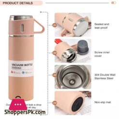 Stainless Steel 500Ml Thermos Water Bottle Gift Set Vacuum Flasks Portable Gym Fitness Hot Water Insulation Cup With Cup Water Bottle With Lid Multicolor