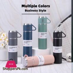 Stainless Steel 500Ml Thermos Water Bottle Gift Set Vacuum Flasks Portable Gym Fitness Hot Water Insulation Cup With Cup Water Bottle With Lid Multicolor