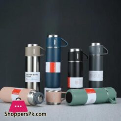 Stainless Steel 500Ml Thermos Water Bottle Gift Set Vacuum Flasks Portable Gym Fitness Hot Water Insulation Cup With Cup Water Bottle With Lid Multicolor