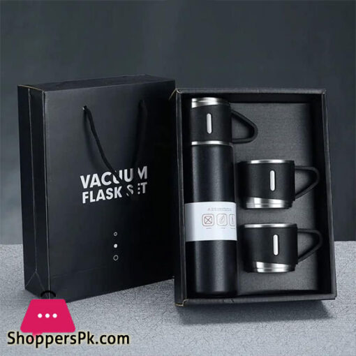 500Ml Hot And Cold Double Wall Stainless Steel Insulated Sport Vacuum Flask Tea Gift Box Set With Two Cups