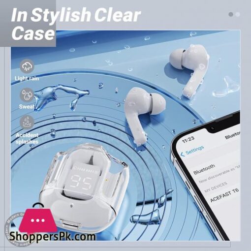 Air31 Wireless Earbuds Bluetooth 53 Earphones Transparent with Deep Bass Hi Fi Stereo Sound Headphone Built in Mic Charging Case Suitable for iPhone Android Laptop