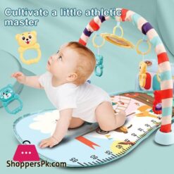 Whdjspin Baby Play Mat Baby Gym Piano With Music Lights Thicked Playmats Floor Gyms For Newborn 0 36 Months Baby Playmat With 5 Rattle Toys Zoo Print