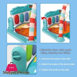 Whdjspin Baby Play Mat Baby Gym Piano With Music Lights Thicked Playmats Floor Gyms For Newborn 0 36 Months Baby Playmat With 5 Rattle Toys Zoo Print