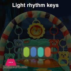 Whdjspin Baby Play Mat Baby Gym Piano With Music Lights Thicked Playmats Floor Gyms For Newborn 0 36 Months Baby Playmat With 5 Rattle Toys Zoo Print