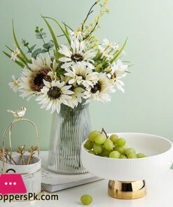 Ceramic Stylish Fruit Bowls with Gold Foot Small - 8 Inch