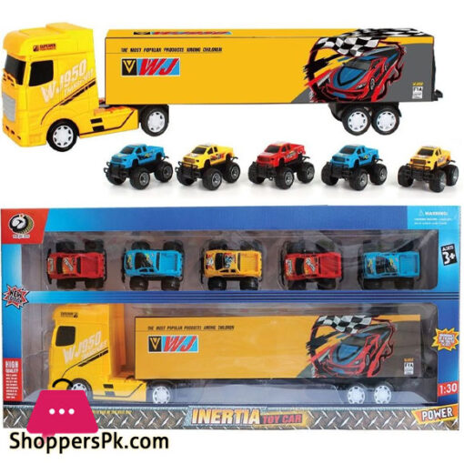 Childrens Toy Inertia Truck with 5 Cars