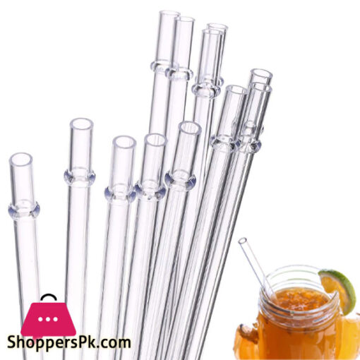 Clear Reusable Plastic Drinking Straws Set of 12