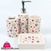 Floral 4 Piece Bathroom Accessory Ceramic Set