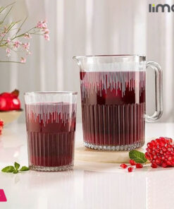 Limon Grooved Glass Pitcher and 6 Glass
