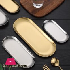 Modge Dinner Plates Gold And Silver Stainless Steel Dessert Plate Nut Cake Fruit Plate Towel Tray Snack Plate