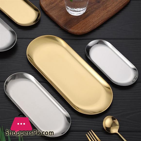 MODGE Dinner Plates Gold and Silver Stainless Steel Dessert Plate Nut Cake Fruit Plate Towel Tray Snack Plate