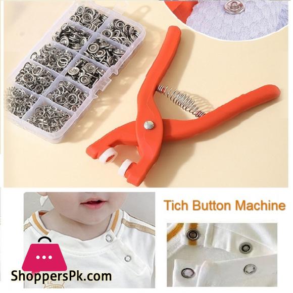 Tich Button Machine with 50 sets of 95mm Metal Snaps Buttons Metal Buttons For Kids clothes Plier tool for shoes bibs Press Studs Kit Sewing Tool