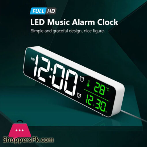 Alarm Clock Bedroomled Desk Clock with USB Port Digital Mirror Alarm Clock for Bedrooms Snooze Function Electronic Desk Clocks Styleawhite