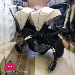 Moon Dois Easy Foldable Twin Stroller Pram With Adjustable Leg Rest