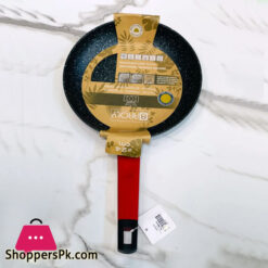 Baroly Granite Frying Pan with Induction Bottom and Wooden Texture Handles with Silicone 24cm