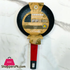 Baroly Granite Frying Pan with Induction Bottom and Wooden Texture Handles with Silicone 20cm