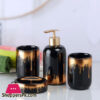 Ceramic Bathroom Accessories Black Gold 4 Piece