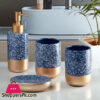 Ceramic Bathroom Accessories Blue Gold 4 Piece