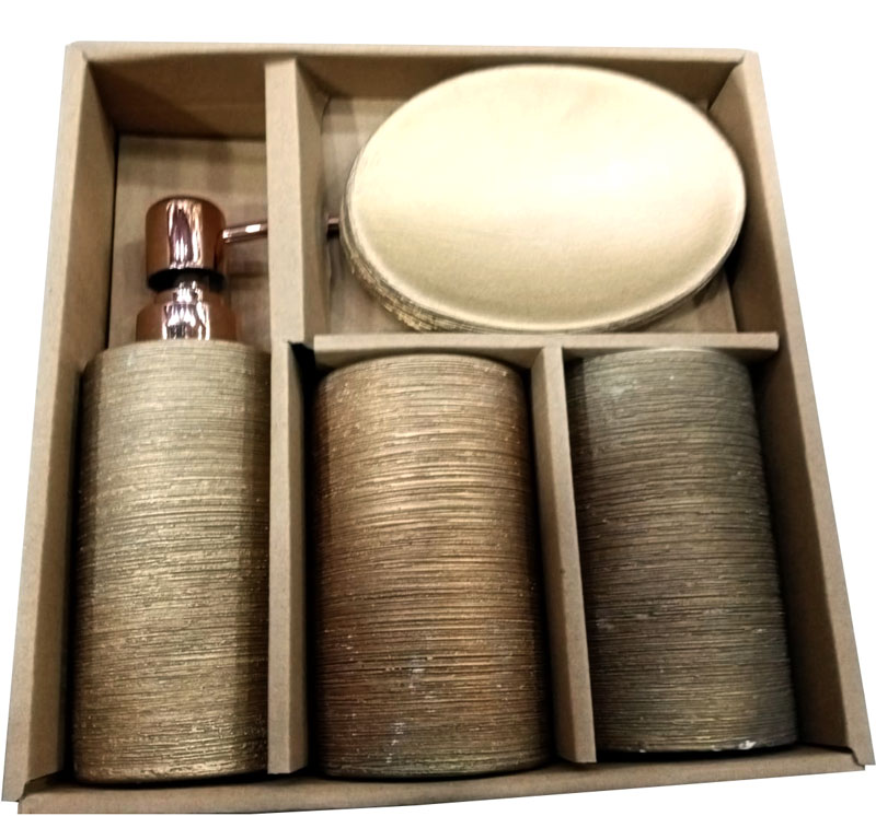 Ceramic Bathroom Accessories Set Silver Bath Set Pack Of 4