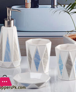 Ceramic Bathroom Accessories Set of 4 Bath Set with Soap Dispenser - 10085