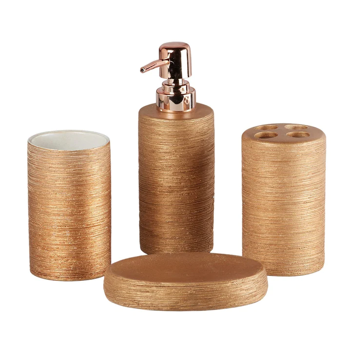 Ceramic Bathroom Accessories Set Silver Bath Set Pack Of 4