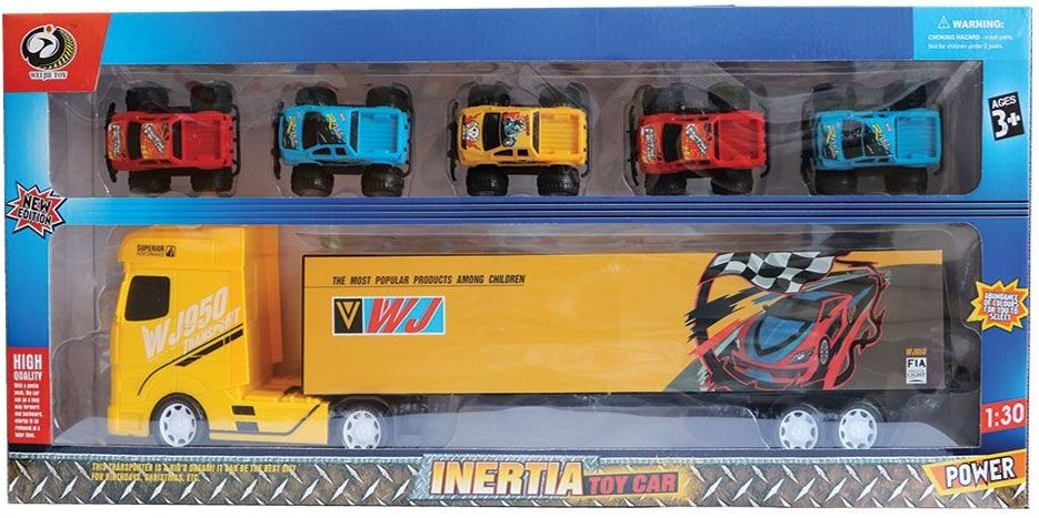 Childrens Toy Inertia Truck With 5 Cars