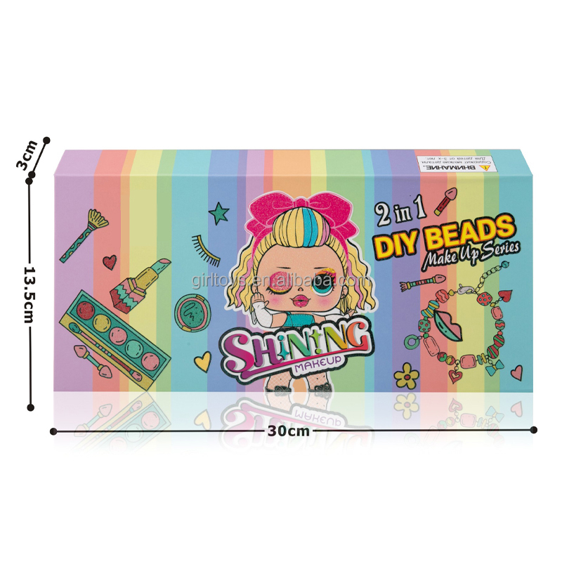 Fashion Gifts Kid Makeup Set Nail Polish And Diy Beads Kits 2 In 1 Girl Toys For Child Pretend Play