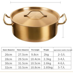 Golden Special For Commercial Induction Cooker Pot Double Handle Stainless Steel Pot ( Size 28Cm)
