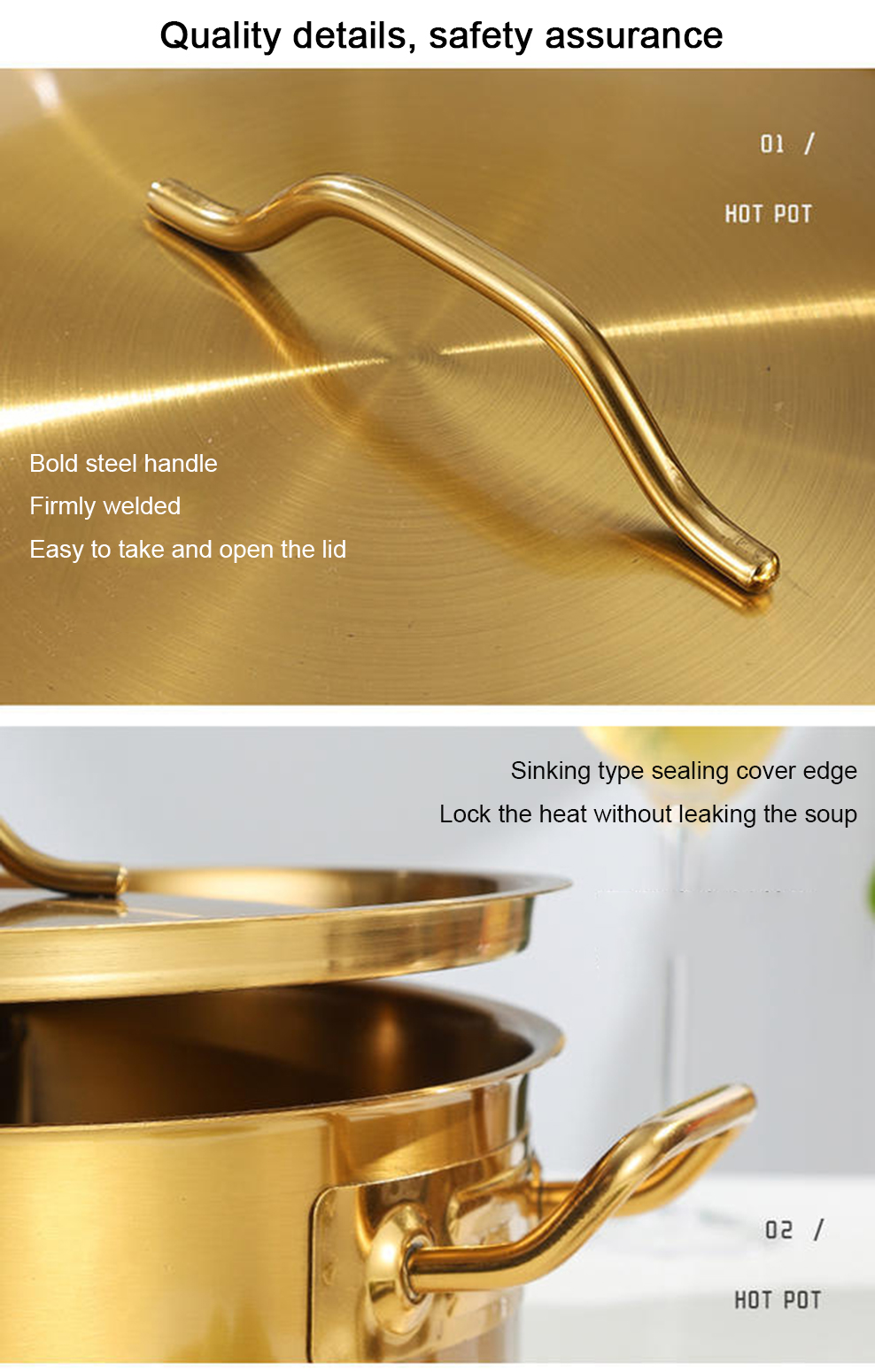 Golden Special For Commercial Induction Cooker Pot Double Handle Stainless Steel Pot ( Size 28Cm)
