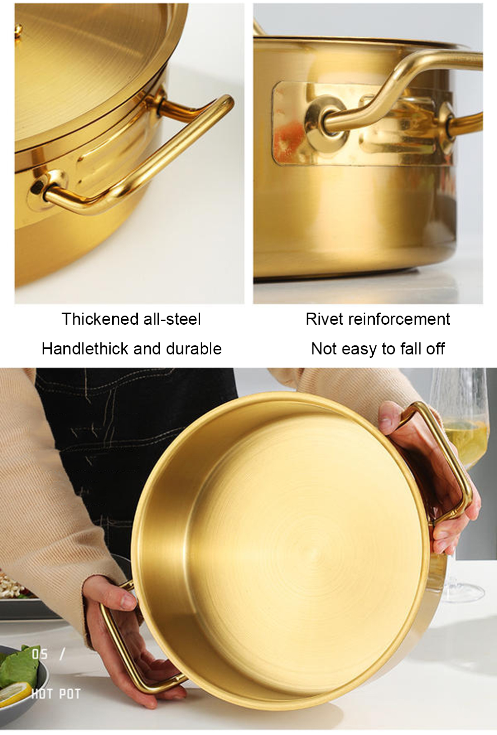 Golden Special For Commercial Induction Cooker Pot Double Handle Stainless Steel Pot ( Size 28Cm)