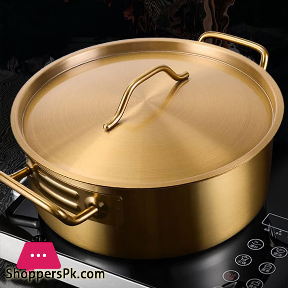 Golden Special For Commercial Induction Cooker Pot Double Handle Stainless Steel Pot ( Size 34cm)