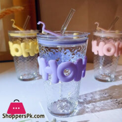 Hammer Double Drink Straw Cup High Beauty Coffee Cup Scald Proof Glass Cold Drink Juice Cup Milk Cup Covered Cup