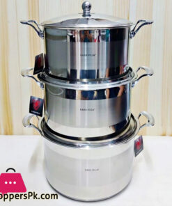 Kaisa Villa 3 Pcs Cooking Pot Stainless Steel Cookware Set with Lid KV-EG06