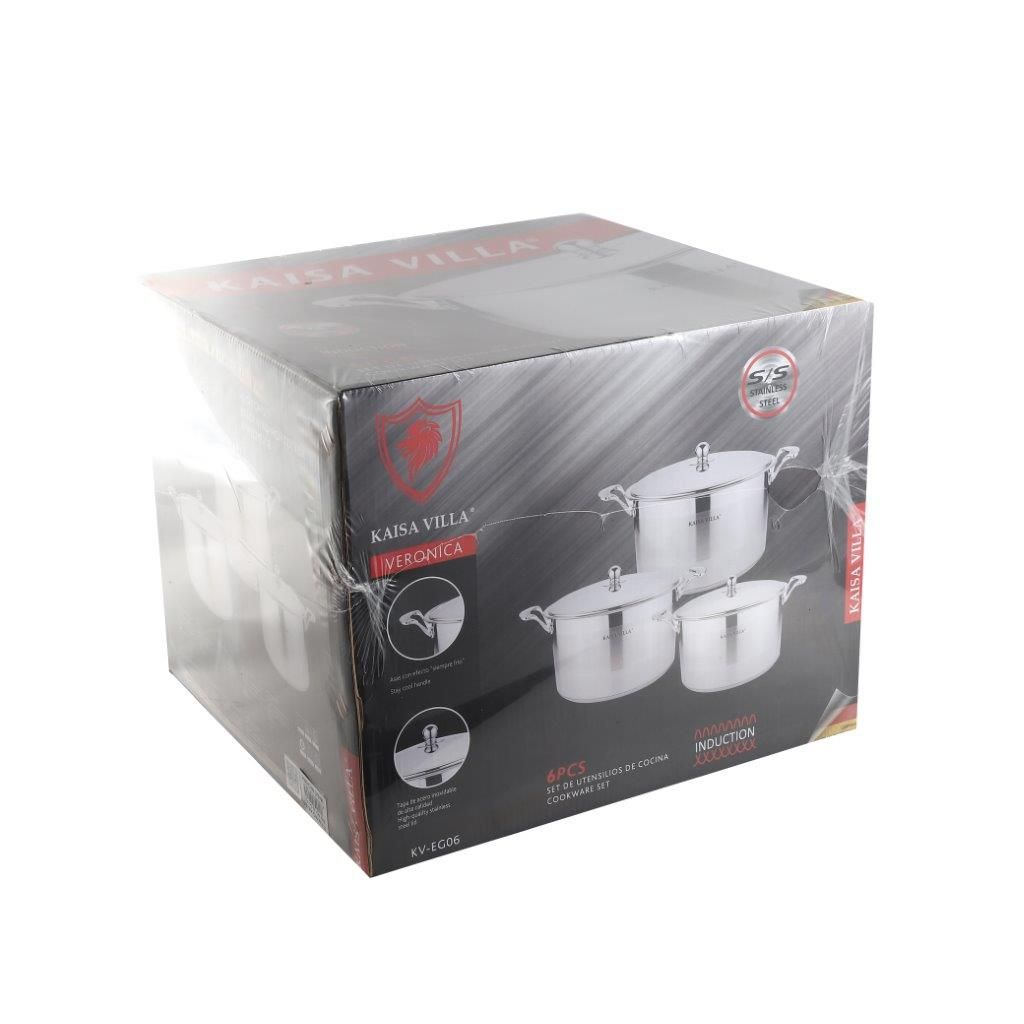 Kaisa Villa 3 Pcs Cooking Pot Stainless Steel Cookware Set With Lid Kv-Eg06 4 Kaisa Villa 3 Pcs Cooking Pot Stainless Steel Cookware Set With Lid Kv-Eg06