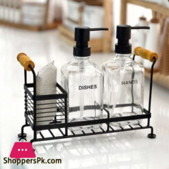 Limon Dishwashing Liquid Soup Dispenser Set Two Pieces of Glass with a Sponge  Iran Made