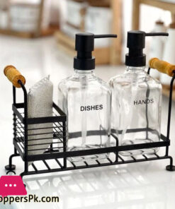 Limon Dishwashing Liquid Soup Dispenser Set Two Pieces of Glass with a Sponge  Iran Made